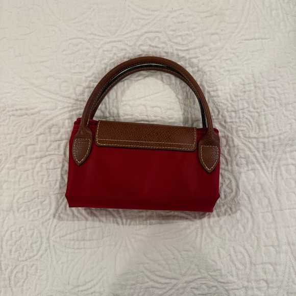 Red Longchamp Le Pliage Small with Short Handles - Picture 3 of 4